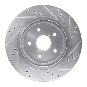Subaru Outback Brake Rotor (1) - Rear Left - R1 Concepts - Drilled & Slotted - Silver - `15-`25
